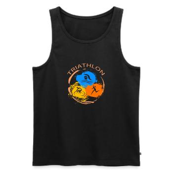 Triathlon - Männer Premium Bio Tank Top - Schwarz - Vorne - Michal (187cm)