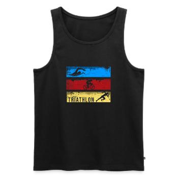 Triathlon - Männer Premium Bio Tank Top - Schwarz - Vorne - Michal (187cm)