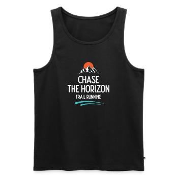 Trail Running - Chase The Horizon - Men's Premium Organic Tank Top - black - Front - AI Model Male 178 light (178cm)