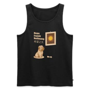 Image de chien et de balle de tennis - Débardeur bio Premium Homme - noir - Devant - AI Model Male 178 light (178cm)