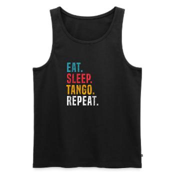 Répétition de Tango Eat Sleep pour les danseurs de Tango Argentino - Débardeur bio Premium Homme - noir - Devant - AI Model Male 178 light (178cm)