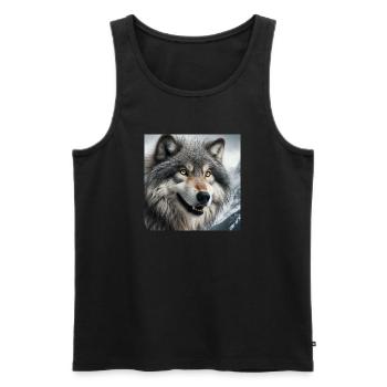 Wolf - Männer Premium Bio Tank Top - Schwarz - Vorne - AI Model Male 178 light (178cm)