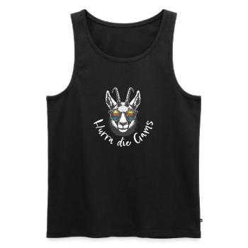 hurra die gams apres ski hütte schirurlaub wandern - Männer Premium Bio Tank Top - Schwarz - Vorne - AI Model Male 178 light (178cm)