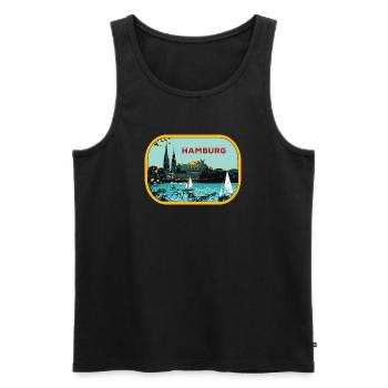 River Hamburg: Sailboat Illustration - Men's Premium Organic Tank Top - black - Front - AI Model Male 178 light (178cm)