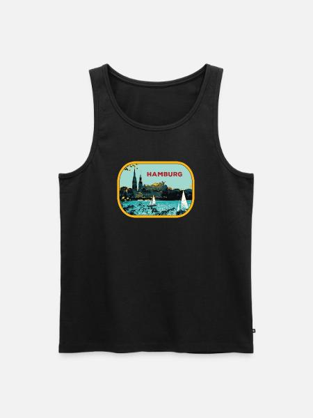 Fluss Hamburg: Segelboot-Illustration - Männer Premium Bio Tank Top - Schwarz