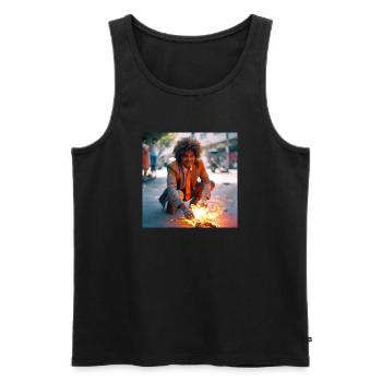 Der Brennende Mann 03 - Männer Premium Bio Tank Top - Schwarz - Vorne - AI Model Male 178 light (178cm)