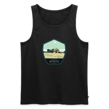 Illustration Greek Temple in Selinunte, Sicily - Men's Premium Organic Tank Top - black - Front - AI Model Male 178 light (178cm)