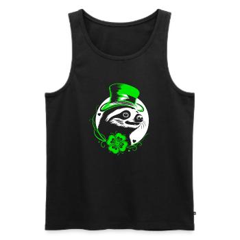 Faultier St Patricks Day mit Klee und Hut - Männer Premium Bio Tank Top - Schwarz - Vorne - Michal (187cm)