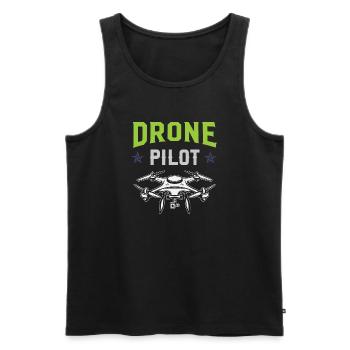 Pilote de drone - Débardeur bio Premium Homme - noir - Devant - AI Model Male 178 light (178cm)