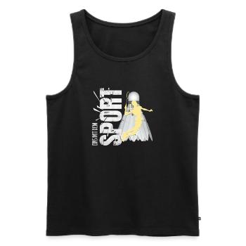 Eins mit dem Sport - Badminton - Männer Premium Bio Tank Top - Schwarz - Vorne - Michal (187cm)