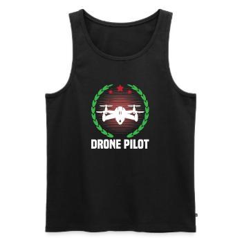 Pilote de drone - Débardeur bio Premium Homme - noir - Devant - AI Model Male 178 light (178cm)