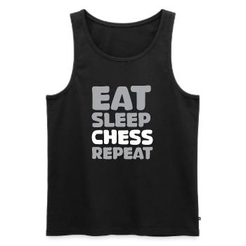 manger dormir échecs répéter dictons drôles jeu d’échecs - Débardeur bio Premium Homme - noir - Devant - Michal (187cm)