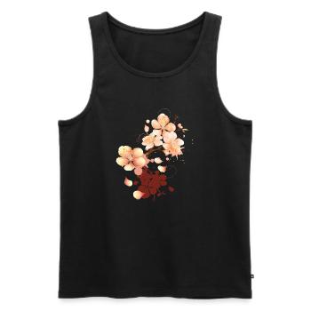 Peach blossom graffiti in velvety peach tone - Men's Premium Organic Tank Top - black - Front - AI Model Male 178 light (178cm)