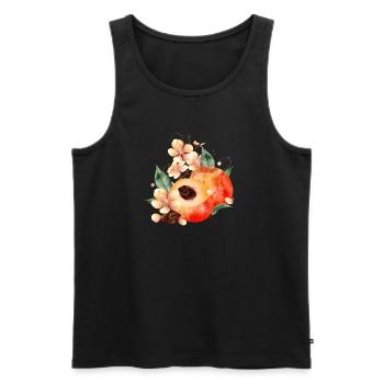 Pfirsichhälfte,Pfirsiche,Blätter & Pfirsichblüten - Männer Premium Bio Tank Top - Schwarz - Vorne - AI Model Male 178 light (178cm)