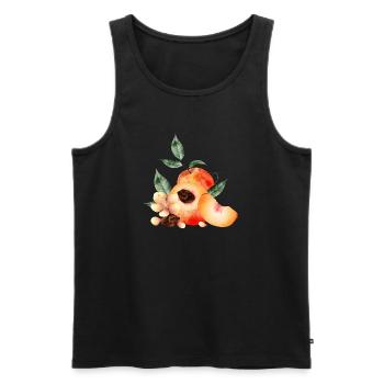 Pfirsichhälfte,Pfirsiche,Pfirsich,-blüten und keil - Männer Premium Bio Tank Top - Schwarz - Vorne - AI Model Male 178 light (178cm)