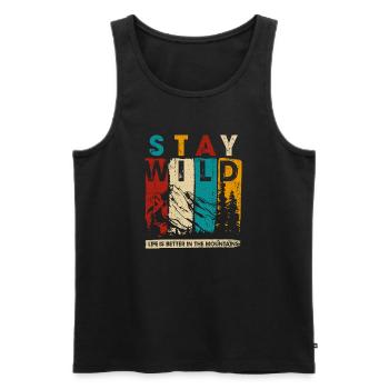 Stay Wild Mountain Graphic - Men's Premium Organic Tank Top - black - Front - AI Model Male 178 light (178cm)