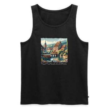 Colmar Altstadt Charme & Kolonialstil Architektur - Männer Premium Bio Tank Top - Schwarz - Vorne - AI Model Male 178 light (178cm)