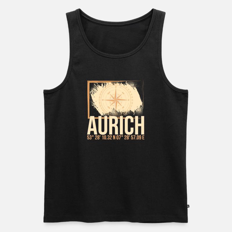 Aurich Koordinaten - Männer Premium Bio Tank Top - Schwarz