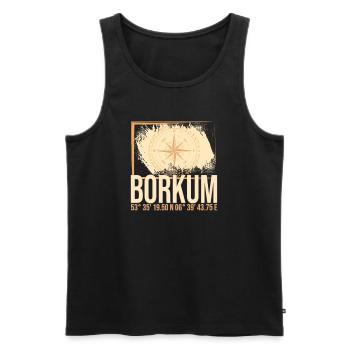 Borkum Koordinaten - Männer Premium Bio Tank Top - Schwarz - Vorne - Michal (187cm)