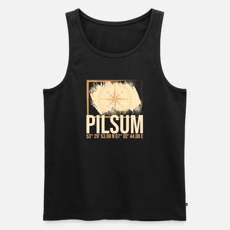 Pilsum Koordinaten - Männer Premium Bio Tank Top - Schwarz