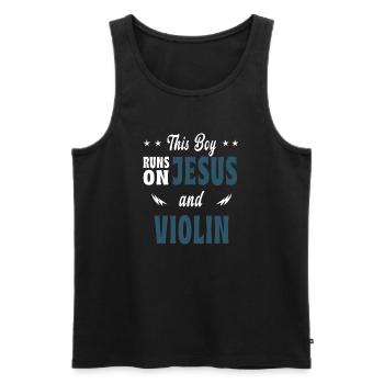 Dieser Junge lebt von Jesus und Violinen - Männer Premium Bio Tank Top - Schwarz - Vorne - AI Model Male 178 light (178cm)