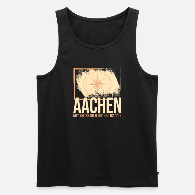 Aachen Koordinaten - Männer Premium Bio Tank Top - Schwarz