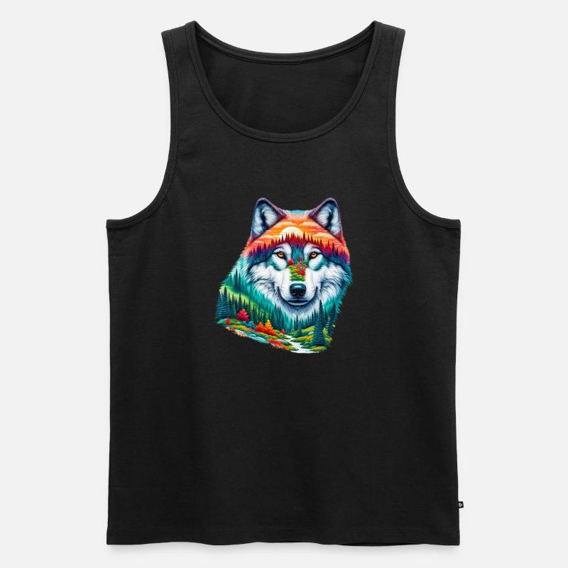 Wolf - Men's Premium Organic Tank Top - black