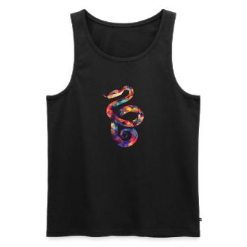 Bunte Schlangen-Illustration - Männer Premium Bio Tank Top - Schwarz - Vorne - Michal (187cm)