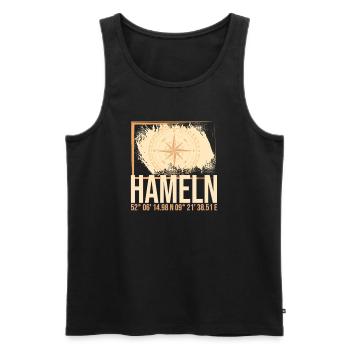 Hameln Koordinaten - Männer Premium Bio Tank Top - Schwarz - Vorne - AI Model Male 178 light (178cm)
