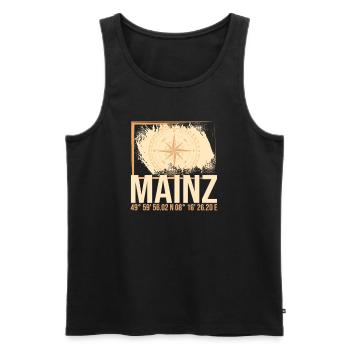 Mainz Koordinaten - Männer Premium Bio Tank Top - Schwarz - Vorne - Michal (187cm)