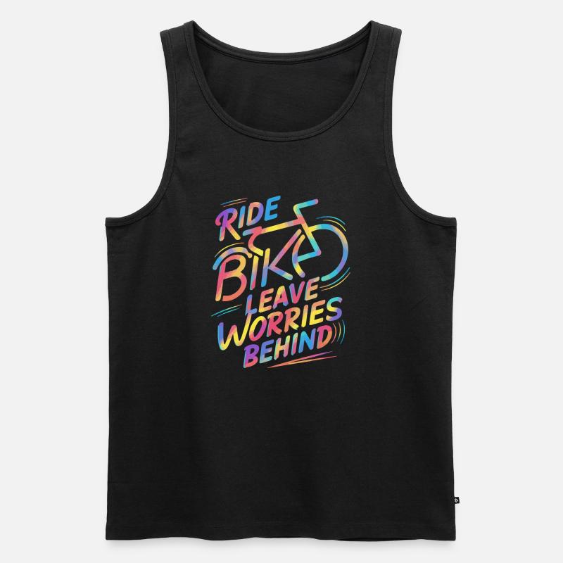 Lebendiges Regenbogen-Fahrradfahrdesign - Männer Premium Bio Tank Top - Schwarz