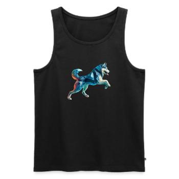 3D Geometrischer Origami-Husky-Schlittenhund - Männer Premium Bio Tank Top - Schwarz - Vorne - Michal (187cm)