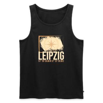 Leipzig Koordinaten - Männer Premium Bio Tank Top - Schwarz - Vorne - AI Model Male 178 light (178cm)