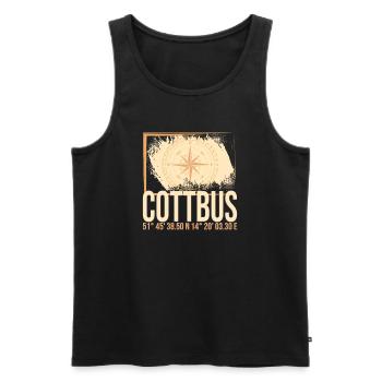 Cottbus Koordinaten - Männer Premium Bio Tank Top - Schwarz - Vorne - Michal (187cm)