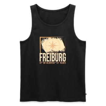 Freiburg Koordinaten - Männer Premium Bio Tank Top - Schwarz - Vorne - Michal (187cm)