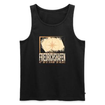 Friedrichshafen Koordinaten - Männer Premium Bio Tank Top - Schwarz - Vorne - AI Model Male 178 light (178cm)