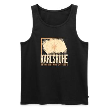 Karlsruhe Koordinaten - Männer Premium Bio Tank Top - Schwarz - Vorne - Michal (187cm)