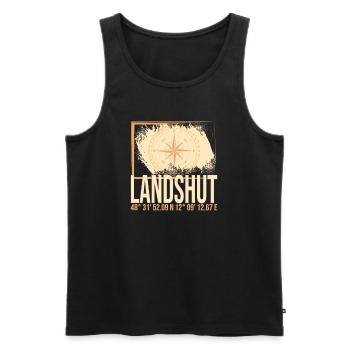 Landshut Koordinaten - Männer Premium Bio Tank Top - Schwarz - Vorne - Michal (187cm)