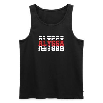 t-shirt Alyssa t-shirt idée cadeau texte empilé - Débardeur bio Premium Homme - noir - Devant - AI Model Male 178 light (178cm)