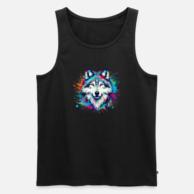 Wolf - Männer Premium Bio Tank Top - Schwarz