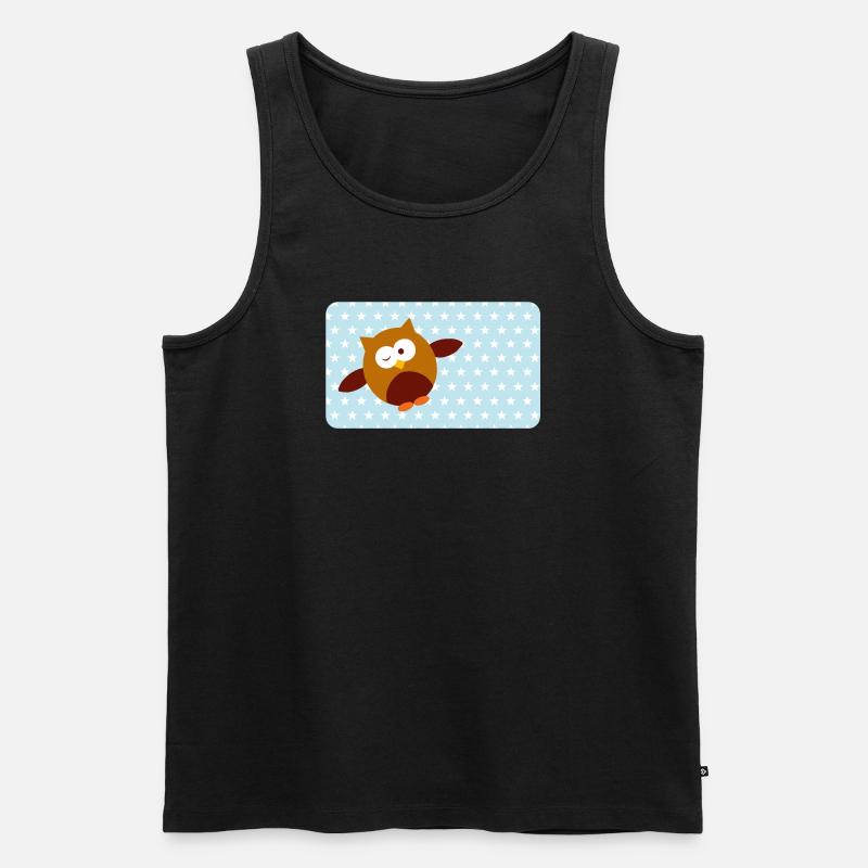 Lustige Eule mit Sternchen blau | personalisierbar - Männer Premium Bio Tank Top - Schwarz