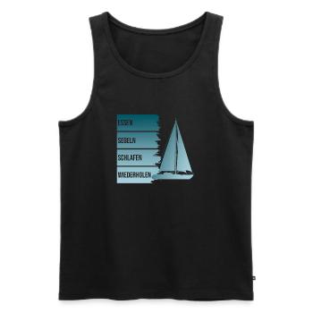 Essen - Segeln - Schlafen - Wiederholen - Männer Premium Bio Tank Top - Schwarz - Vorne - AI Model Male 178 light (178cm)