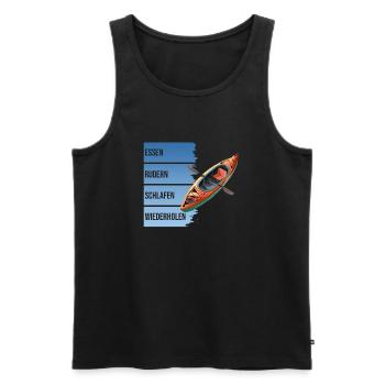 Essen - Rudern - Schlafen - Wiederholen - Männer Premium Bio Tank Top - Schwarz - Vorne - Michal (187cm)
