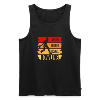 Werfen - Fluchen - Nochmal - Bowling - Männer Premium Bio Tank Top - Schwarz - Vorne - Michal (187cm)