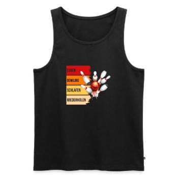 Essen - Bowling - Schlafen - Wiederholen - Männer Premium Bio Tank Top - Schwarz - Vorne - Michal (187cm)