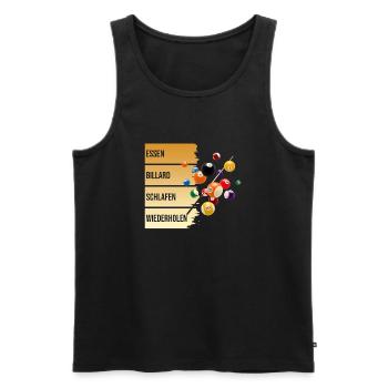Essen - Billard - Schlafen - Wiederholen - Männer Premium Bio Tank Top - Schwarz - Vorne - Michal (187cm)