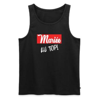 JUST MARRIED. EVJF. SAINT VALENTIN. COUPLE - Débardeur bio Premium Homme - noir - Devant - Michal (187cm)