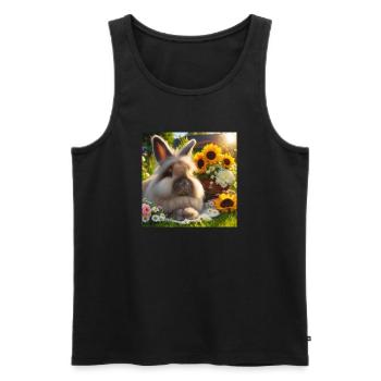 Lapin angora gris - Débardeur bio Premium Homme - noir - Devant - AI Model Male 178 light (178cm)