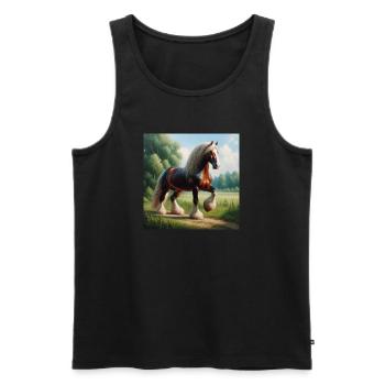 Aquarell Percheron Pferd - Männer Premium Bio Tank Top - Schwarz - Vorne - Michal (187cm)