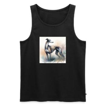 Aquarell Greyhound - Männer Premium Bio Tank Top - Schwarz - Vorne - Michal (187cm)